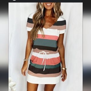 Striped Multicolor Casual Dress